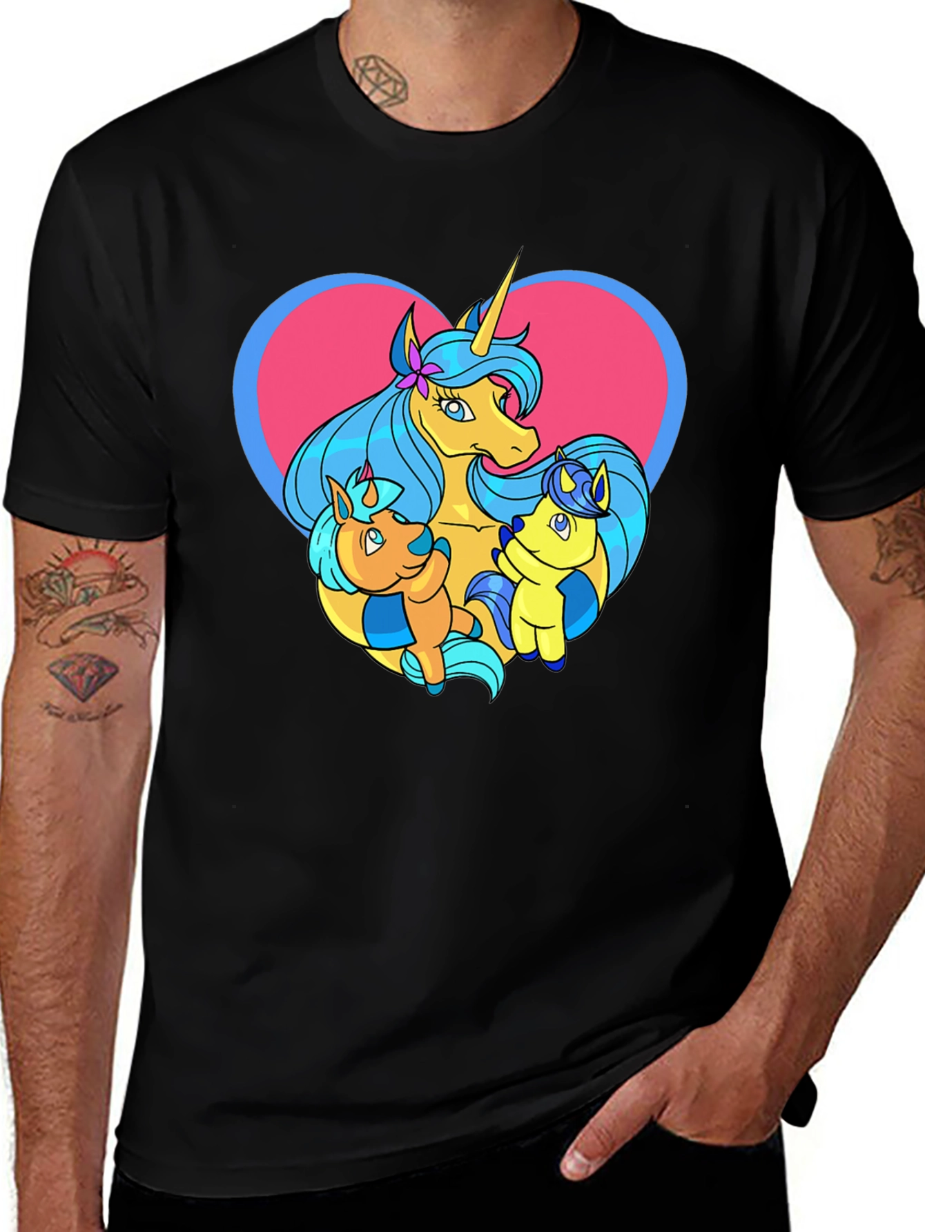 Unicorn Family Graphic Tee - Cute Cartoon T-Shirt