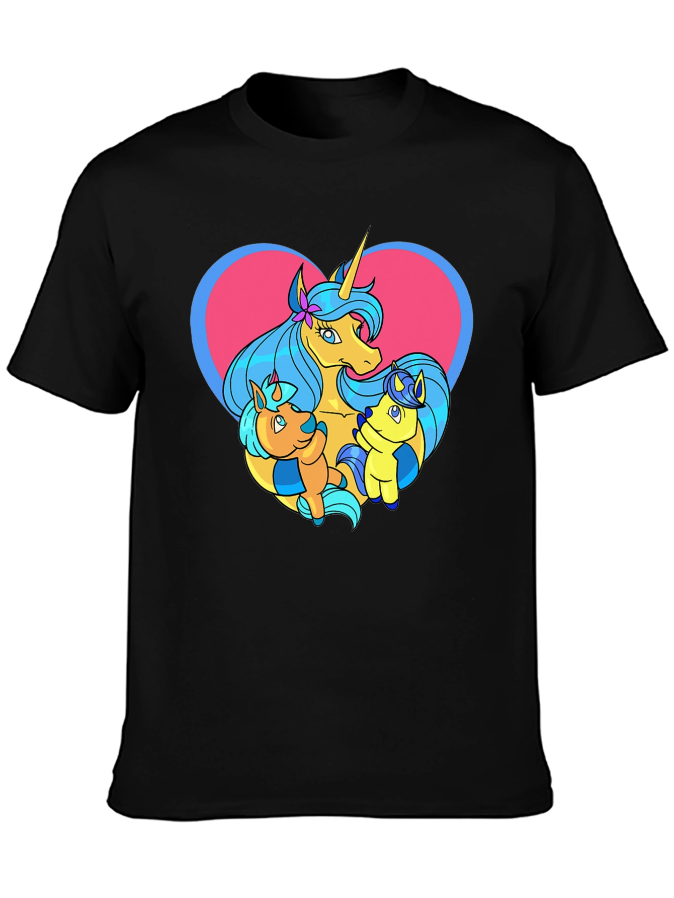 Unicorn Family Graphic Tee - Cute Cartoon T-Shirt
