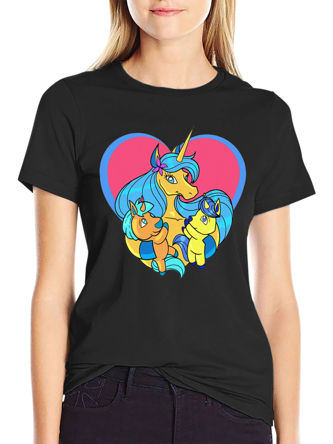 Unicorn Family Graphic Tee - Cute Cartoon T-Shirt