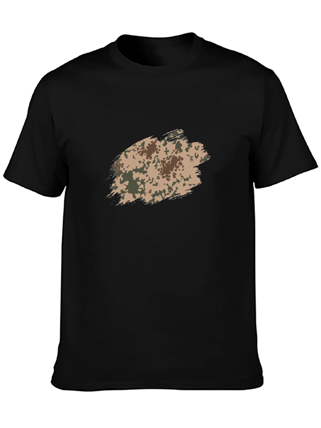 Mens Black T-Shirt with Camo Brushstroke Design