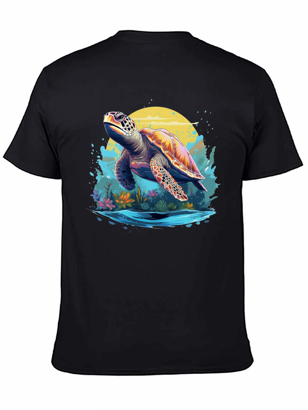 Turtle Graphic Print Black T-Shirt
