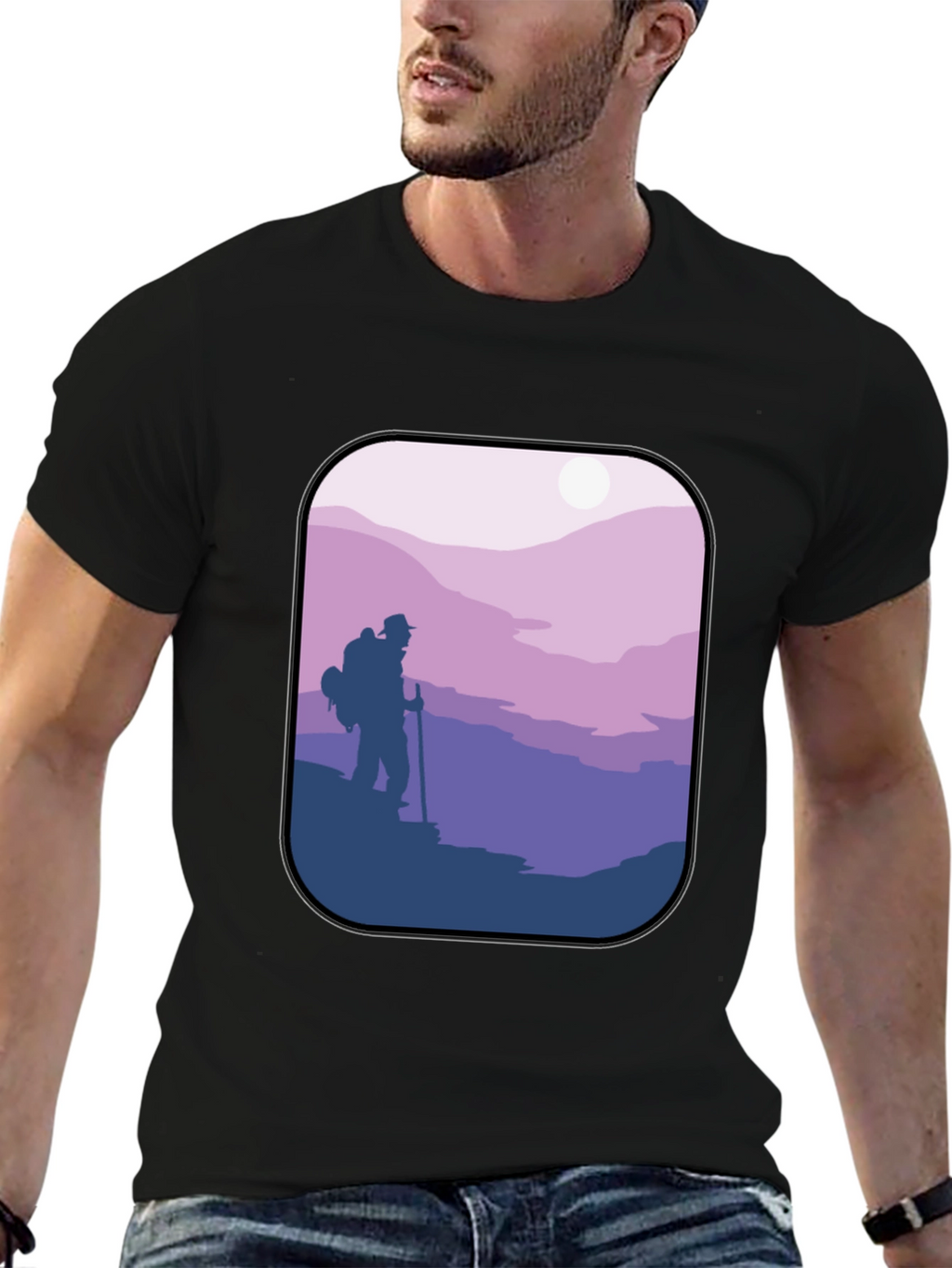 Hiking Adventure Graphic Tee - Black Cotton Comfort