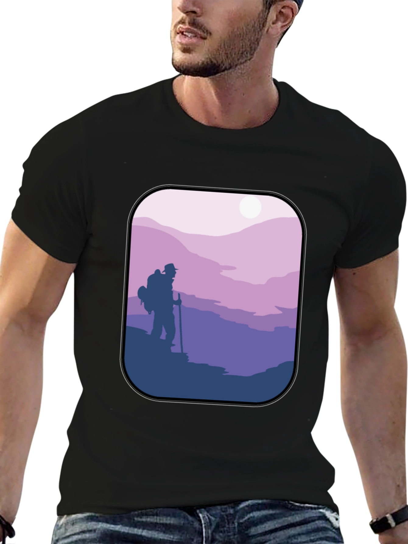Hiking Adventure Graphic Tee - Black Cotton Comfort