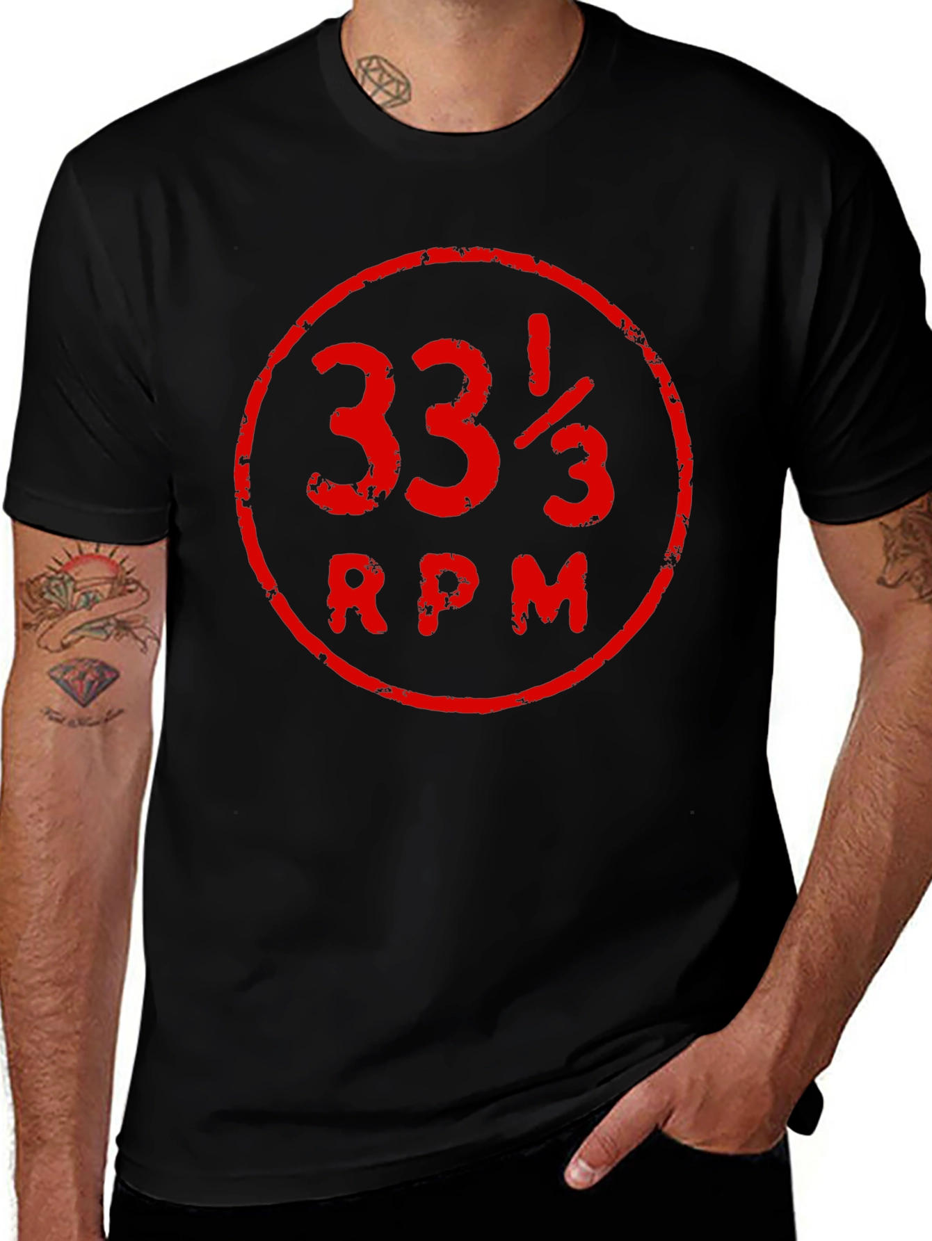 33 1/3 RPM Black Graphic Tee - Vintage Record Lover