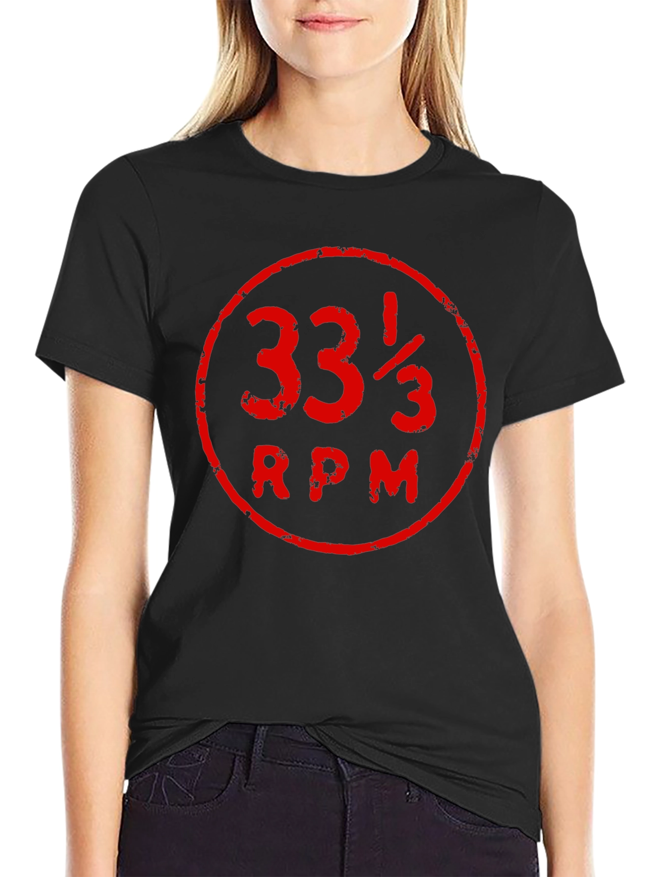 33 1/3 RPM Black Graphic Tee - Vintage Record Lover