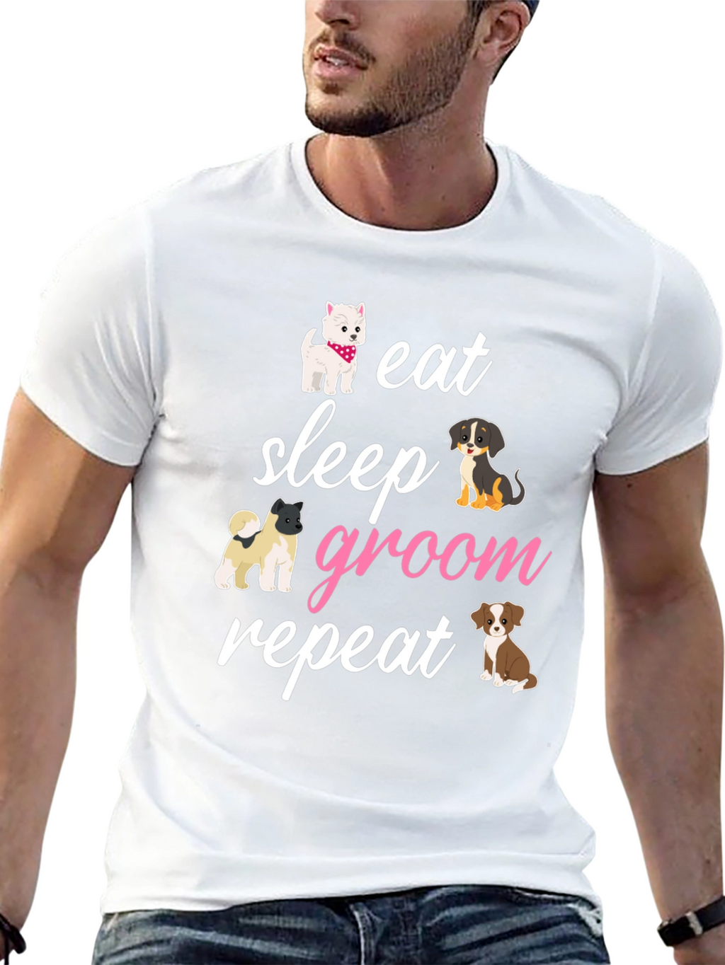 Eat Sleep Groom Repeat Dog Lover T-Shirt
