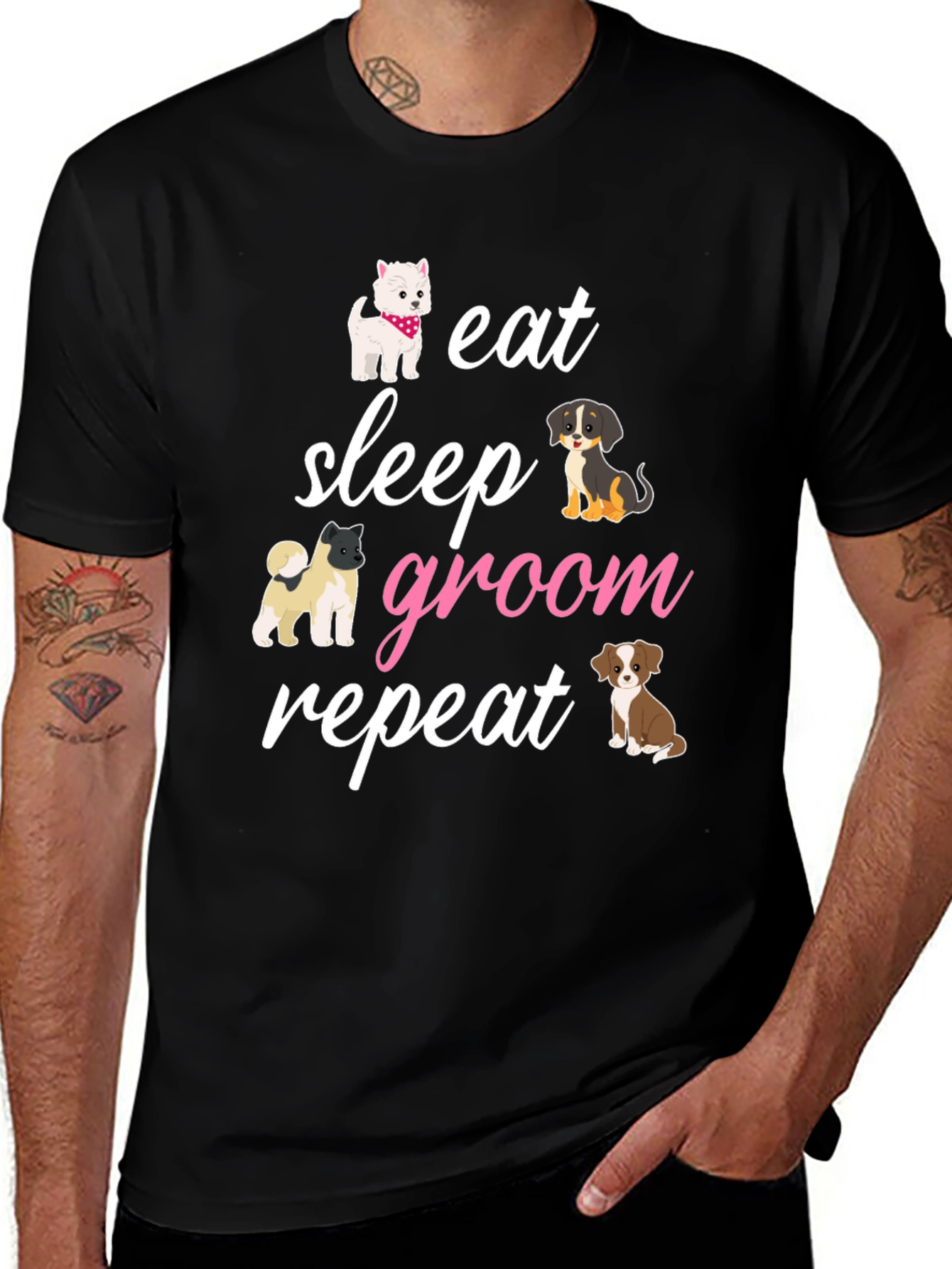 Eat Sleep Groom Repeat Dog Lover T-Shirt