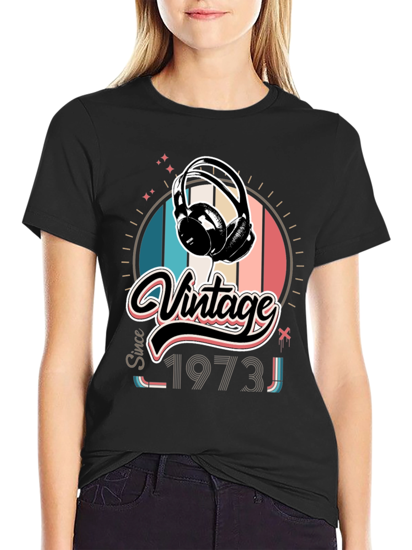 Vintage Since 1973 Headphones Graphic T-Shirt