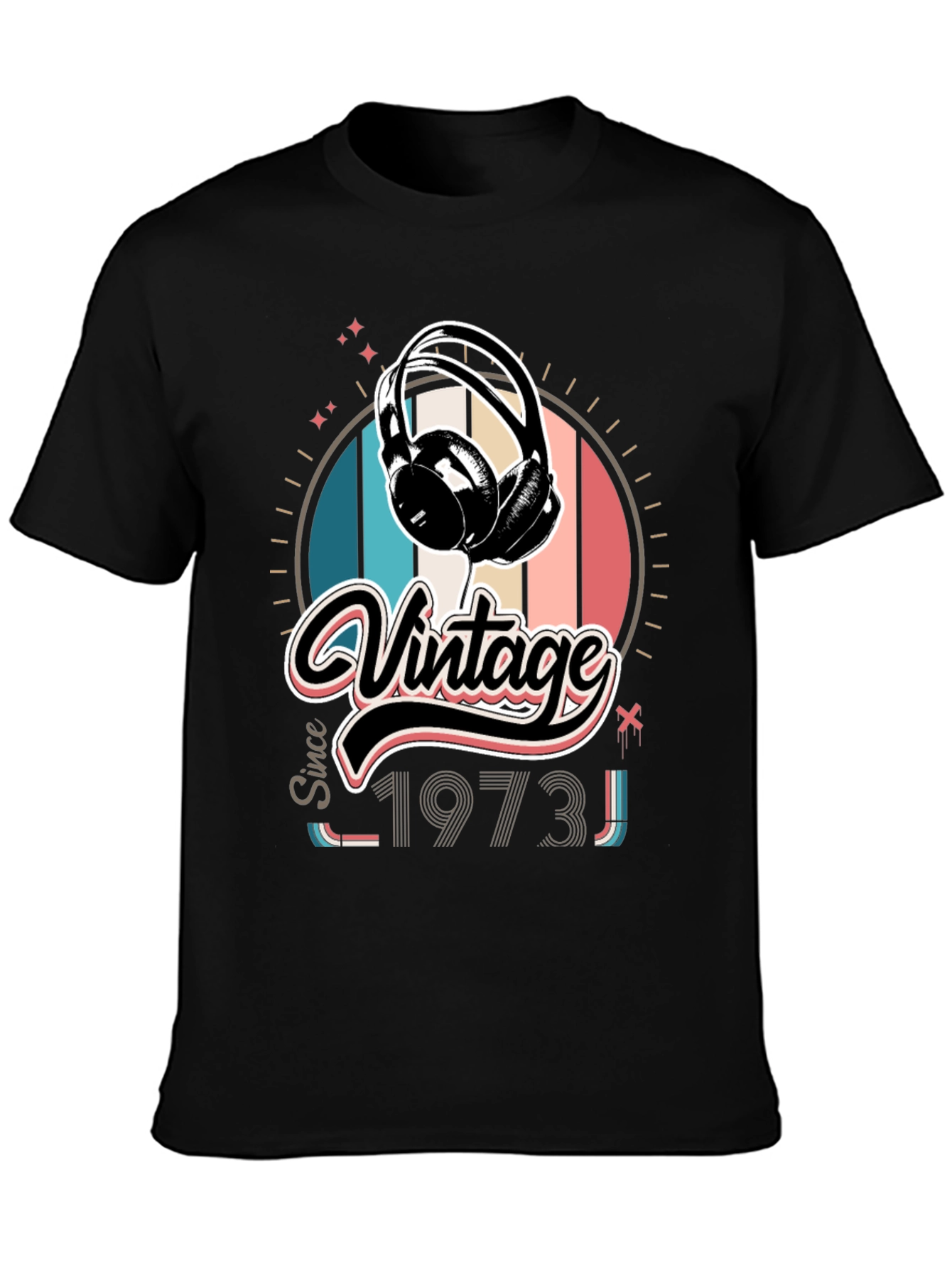 Vintage Since 1973 Headphones Graphic T-Shirt