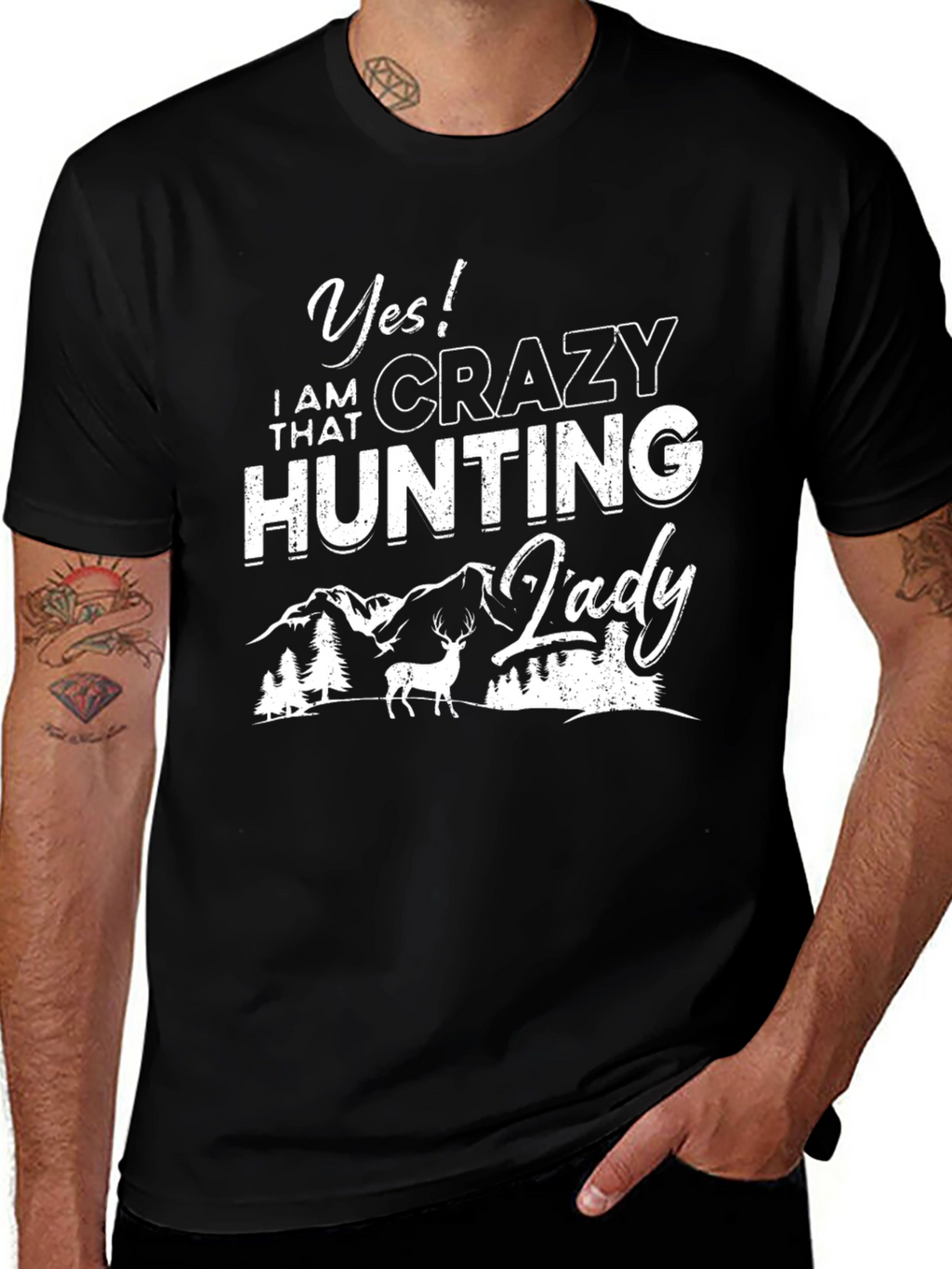 Crazy Hunting Lady Graphic Tee