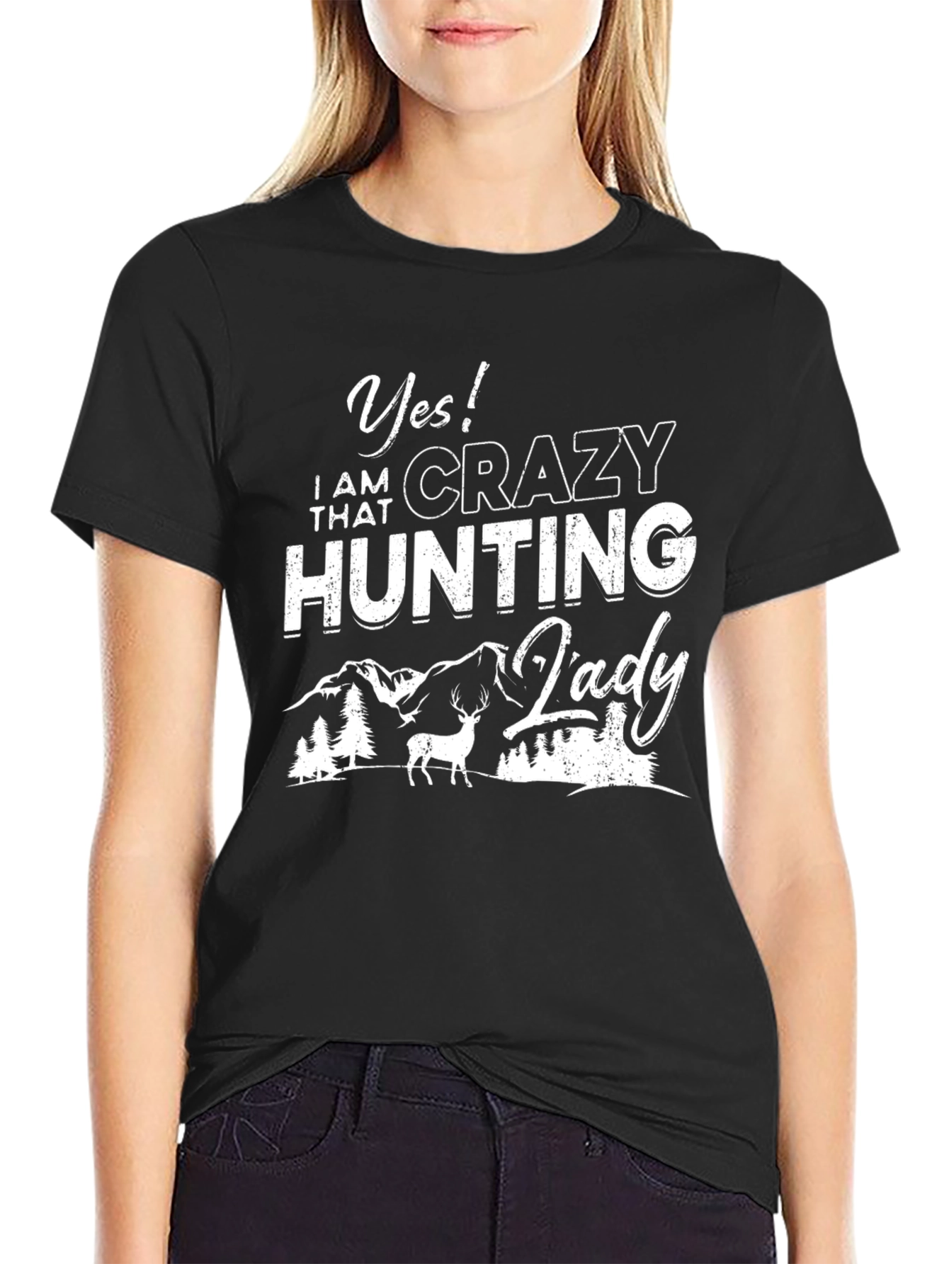 Crazy Hunting Lady Graphic Tee