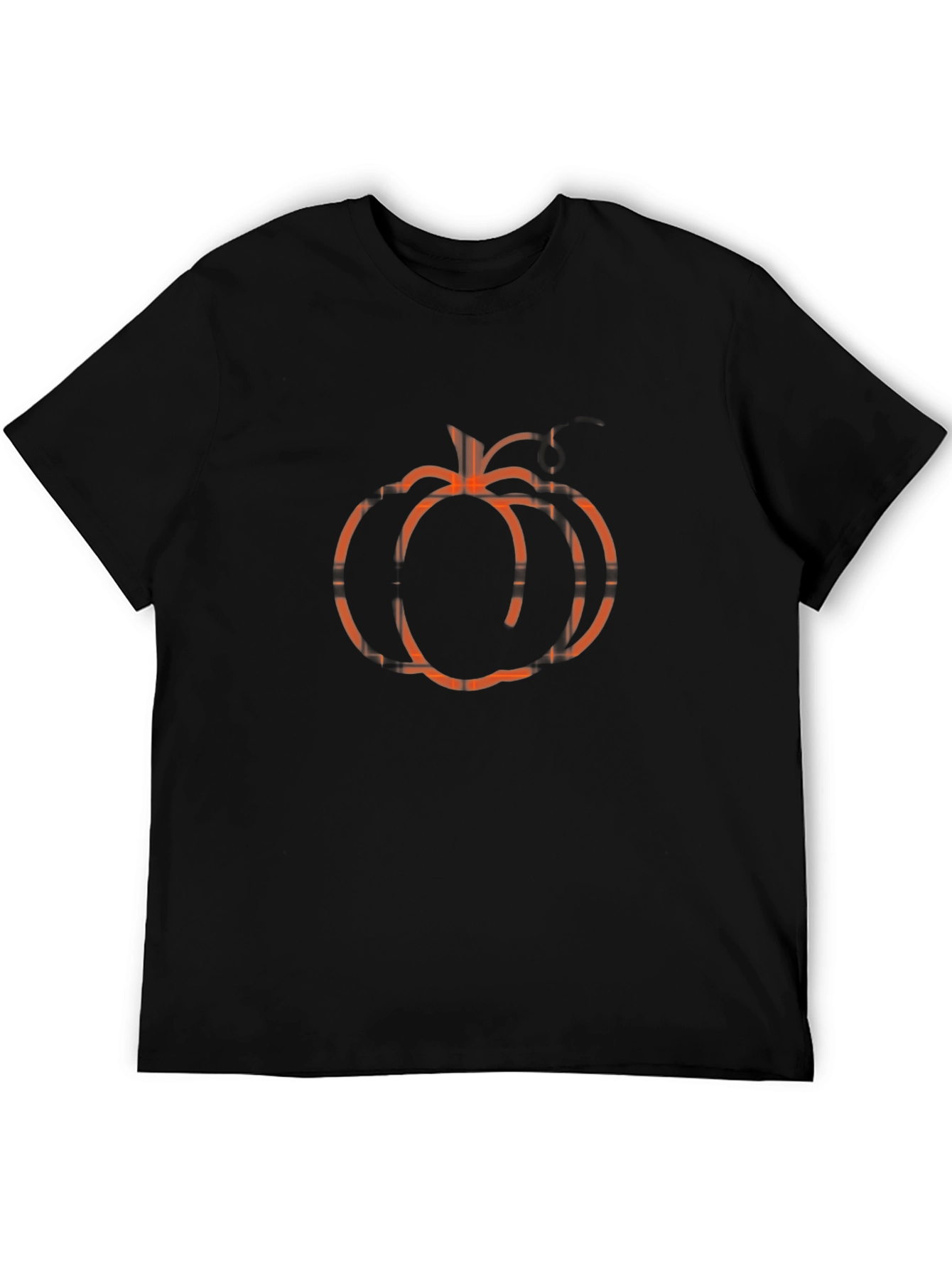 Pumpkin Plaid Graphic Tee - Black Cotton Blend