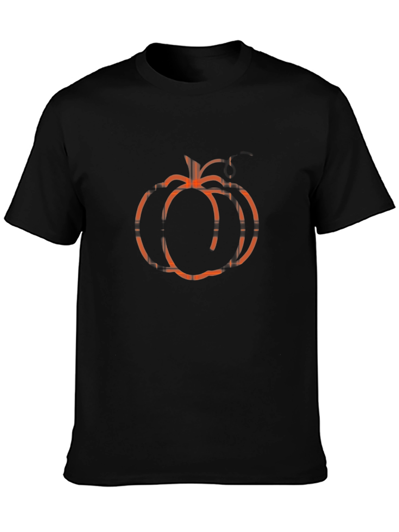 Pumpkin Plaid Graphic Tee - Black Cotton Blend