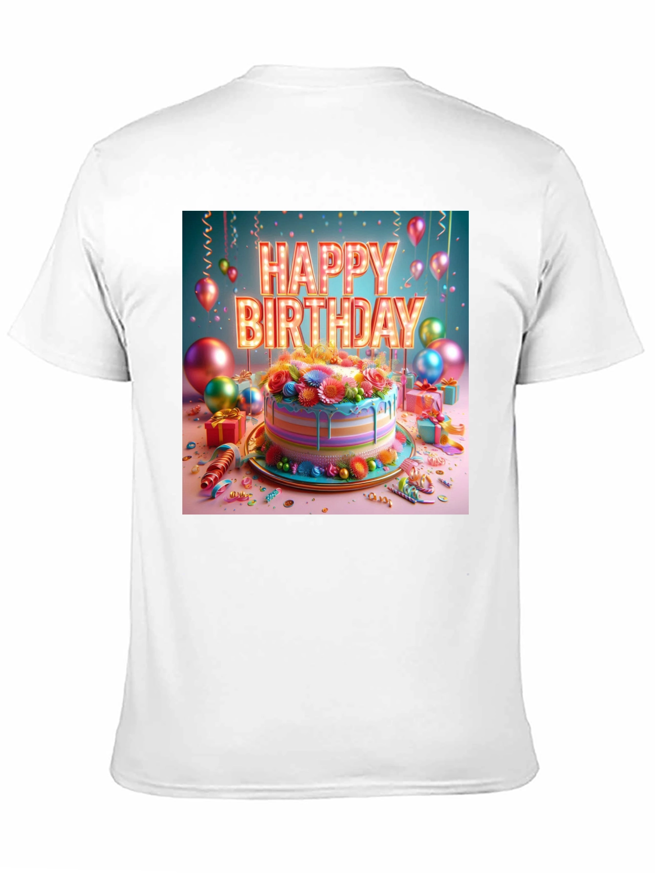 Happy Birthday Cake Graphic Tee - Festive Style!
