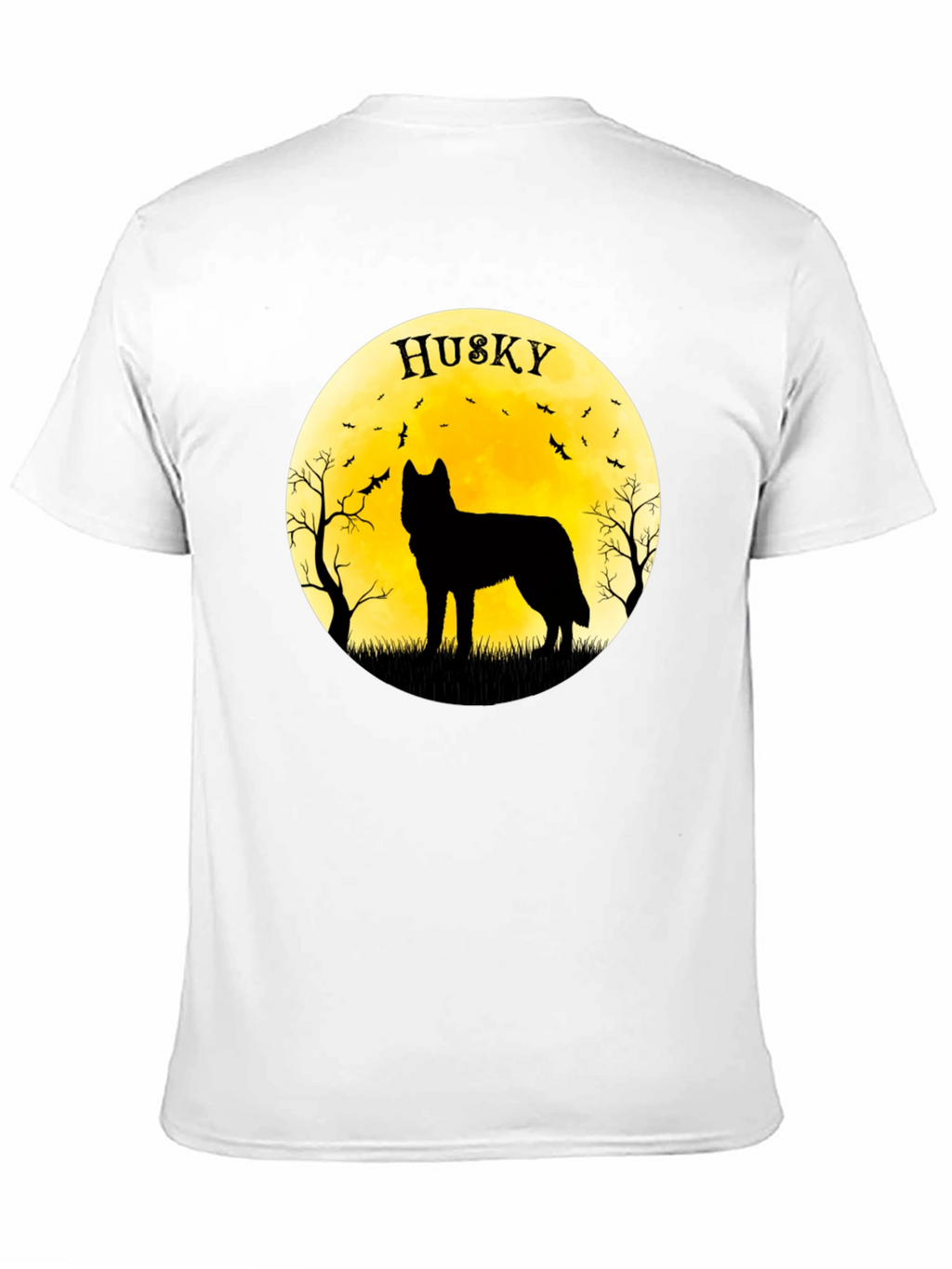 Husky Silhouette T-Shirt - Halloween Moon Design