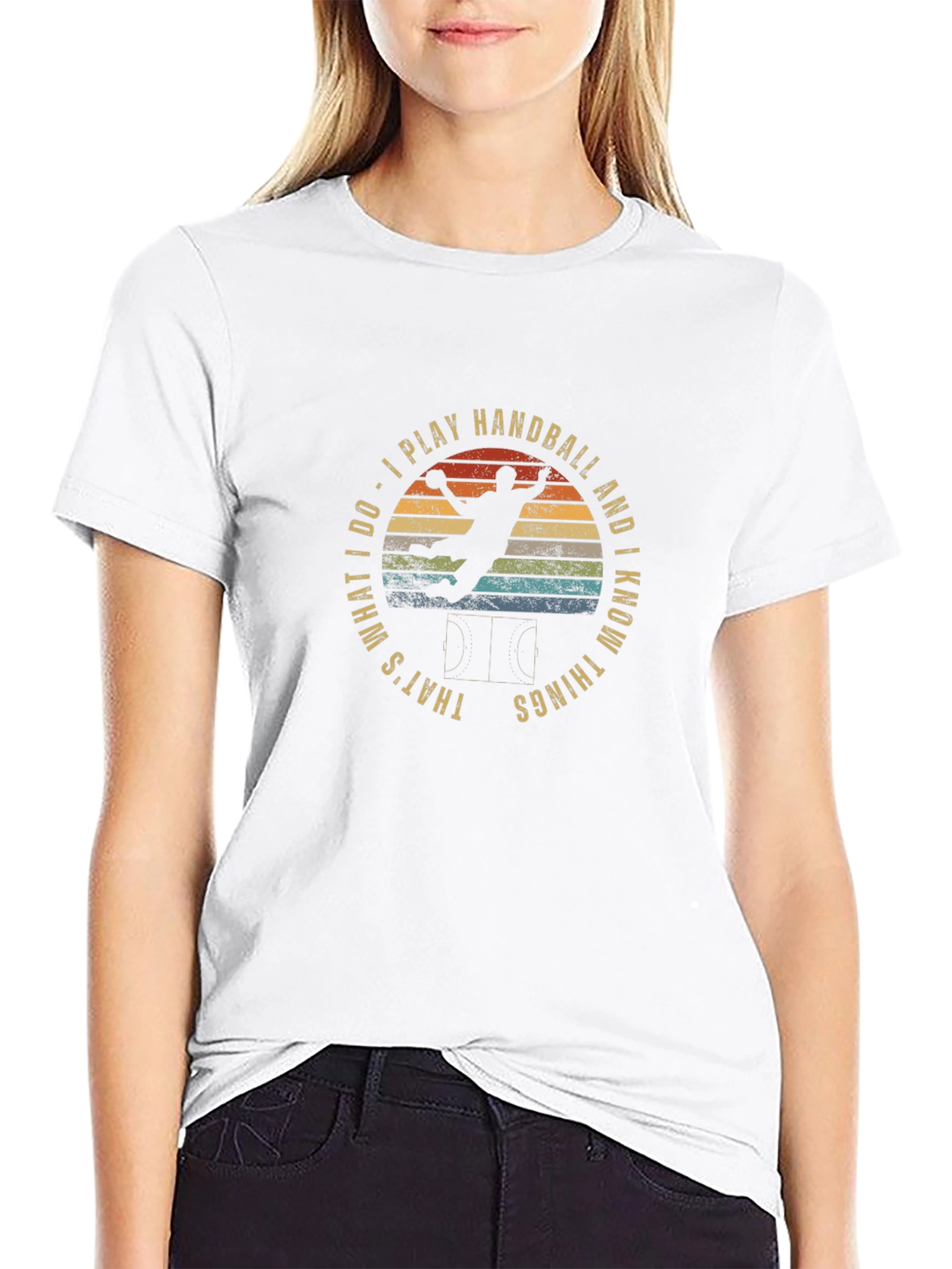Handball Player Retro Graphic T-Shirt