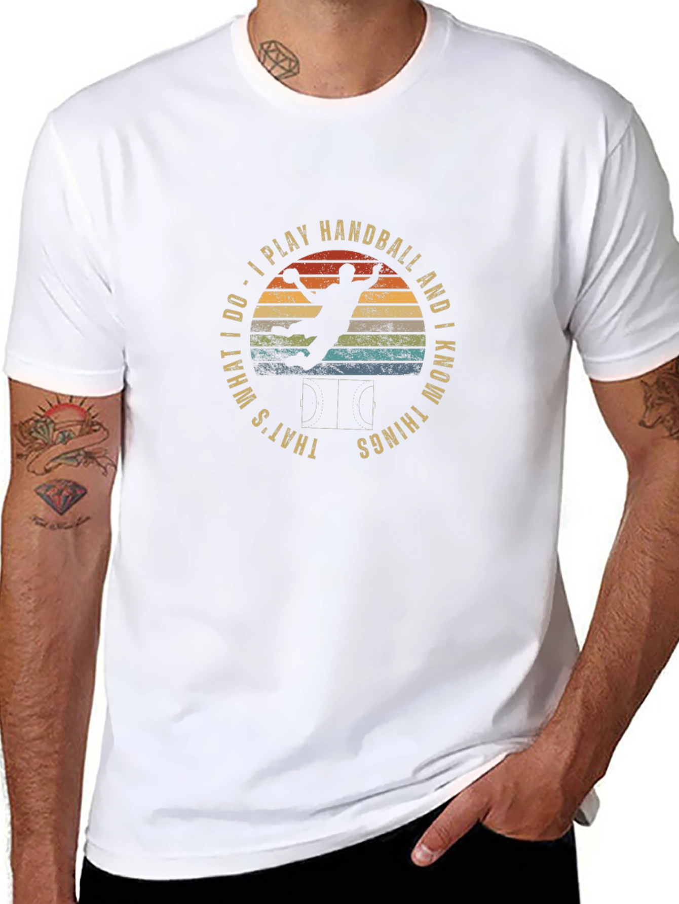 Handball Player Retro Graphic T-Shirt