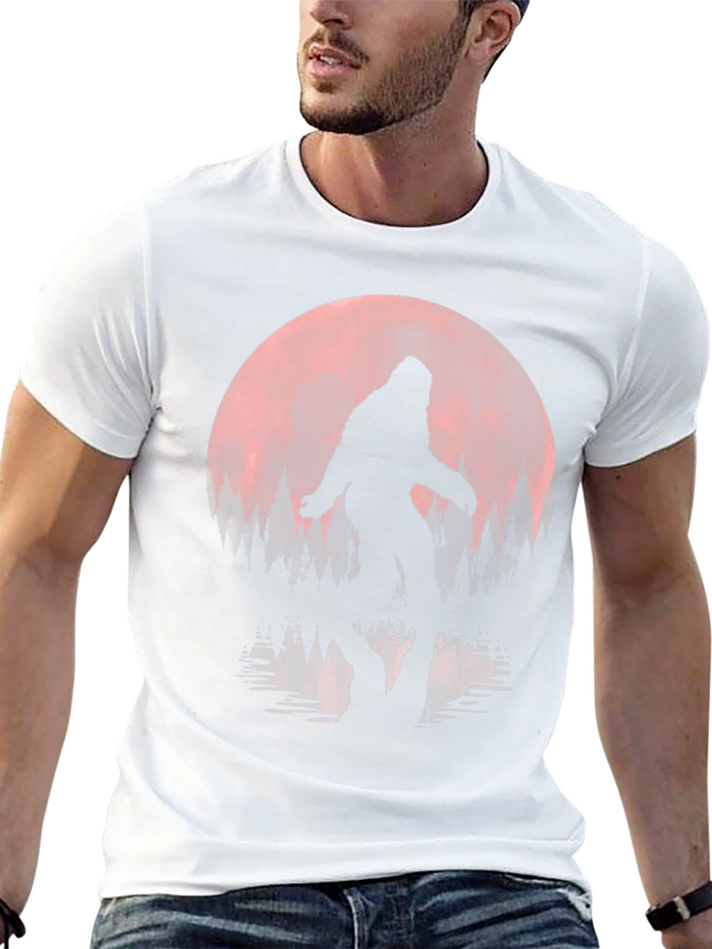 Bigfoot Moon Mens Graphic Tee