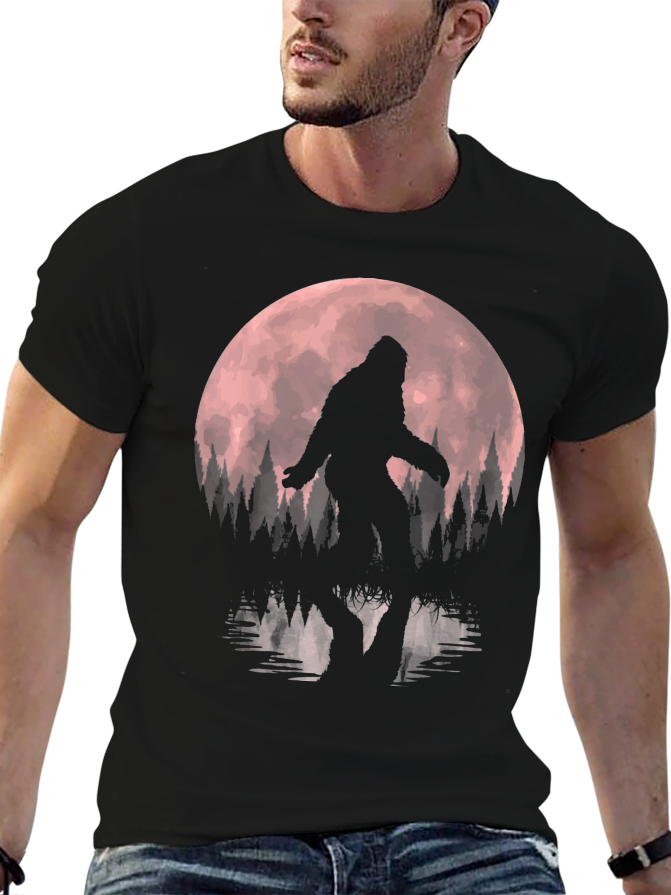 Bigfoot Moon Mens Graphic Tee