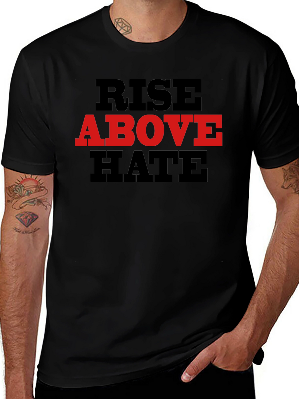 Rise Above Hate Graphic Tee - Black Cotton Blend