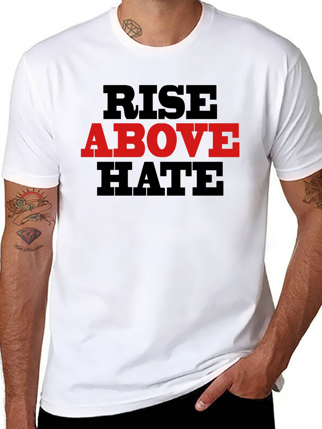 Rise Above Hate Graphic Tee - Black Cotton Blend