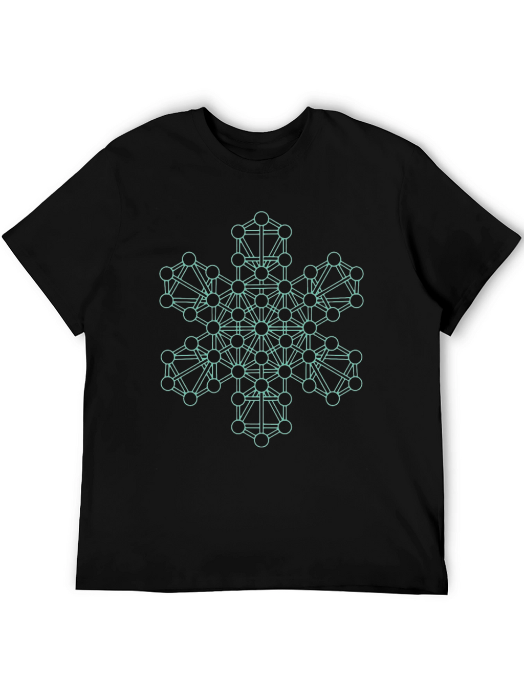 Geometric Snowflake Graphic Tee - Stylish Black T-Shirt