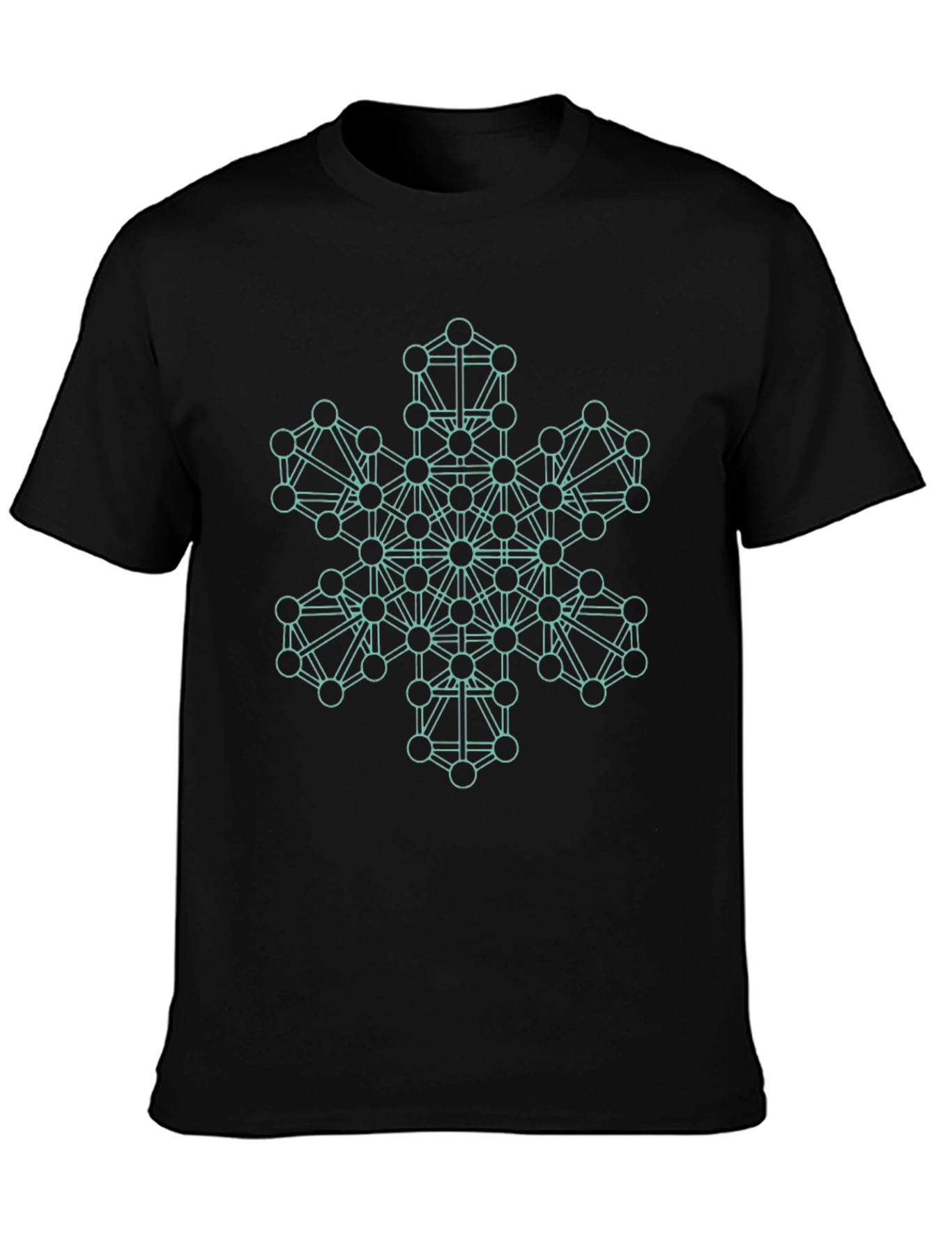 Geometric Snowflake Graphic Tee - Stylish Black T-Shirt