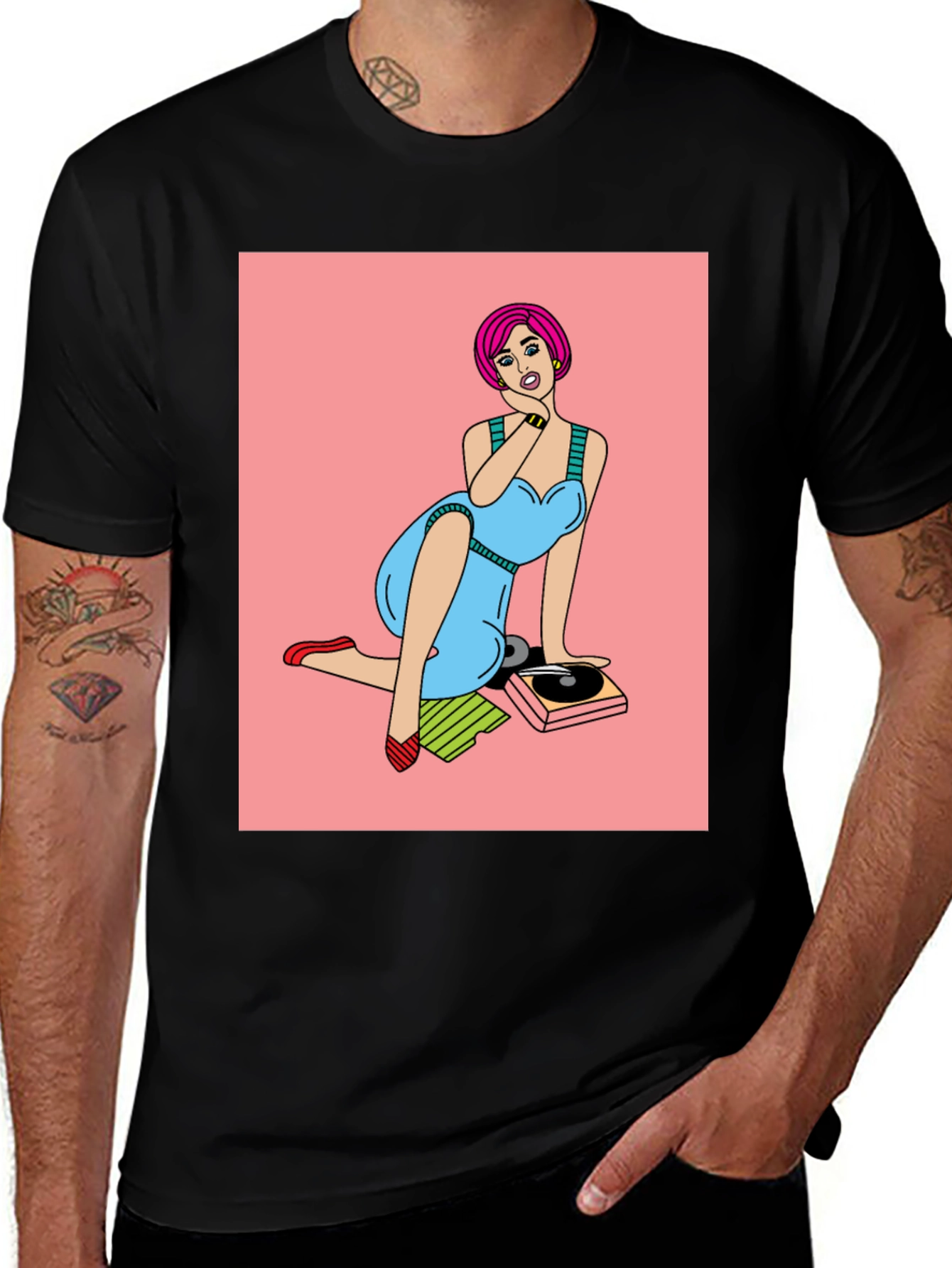 Retro Pop Art Graphic Tee - Vinyl Vibes