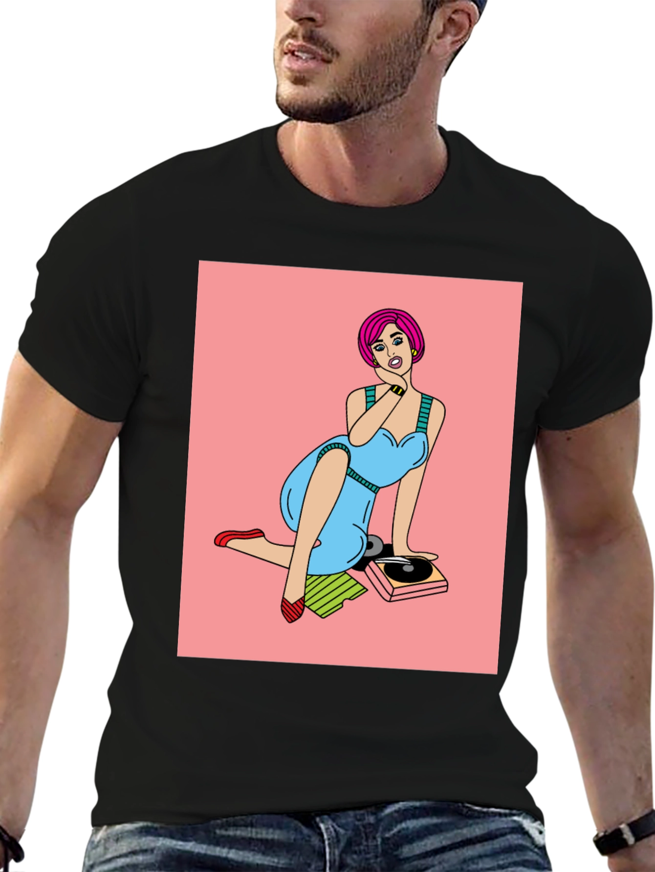 Retro Pop Art Graphic Tee - Vinyl Vibes