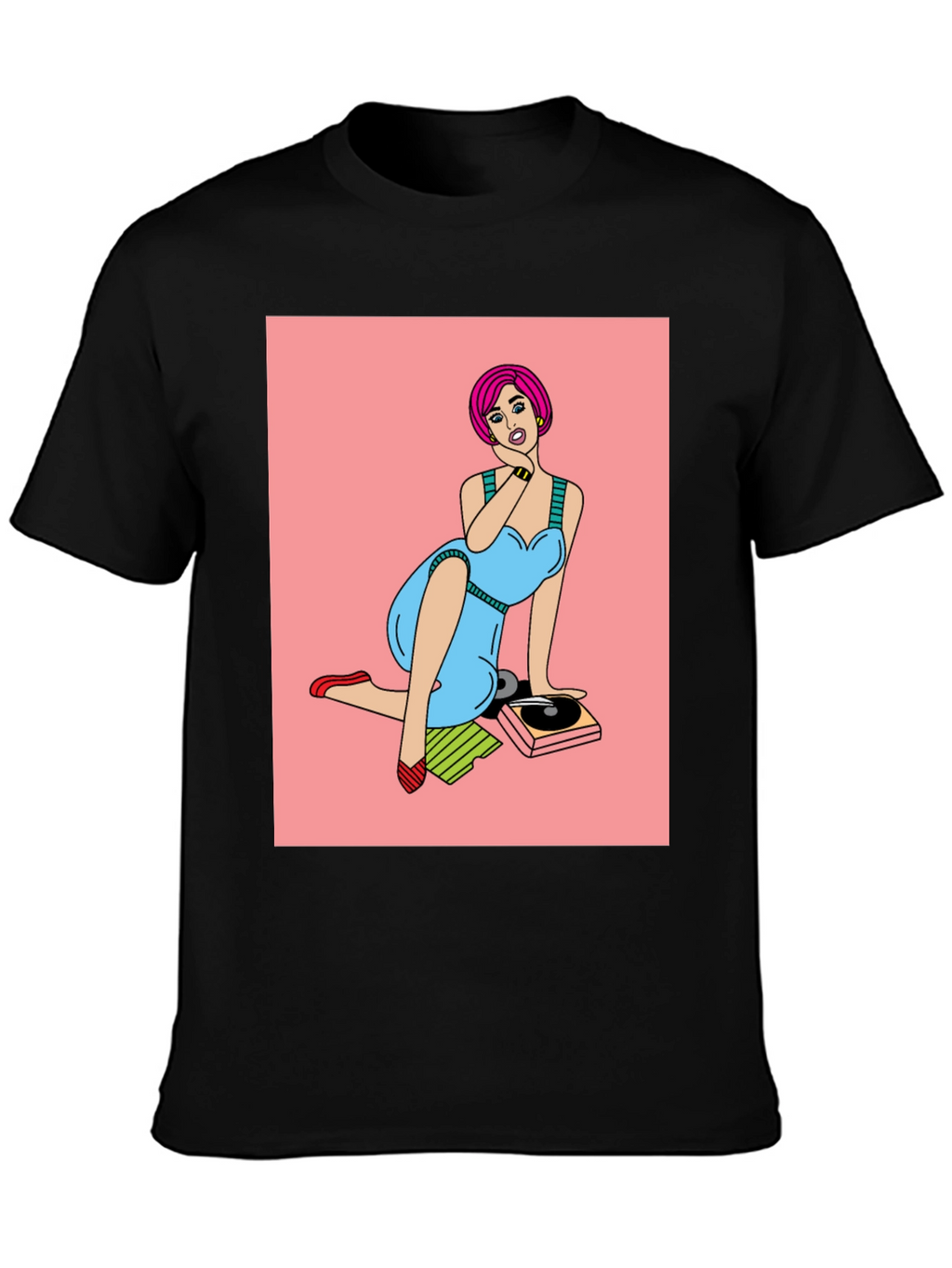 Retro Pop Art Graphic Tee - Vinyl Vibes