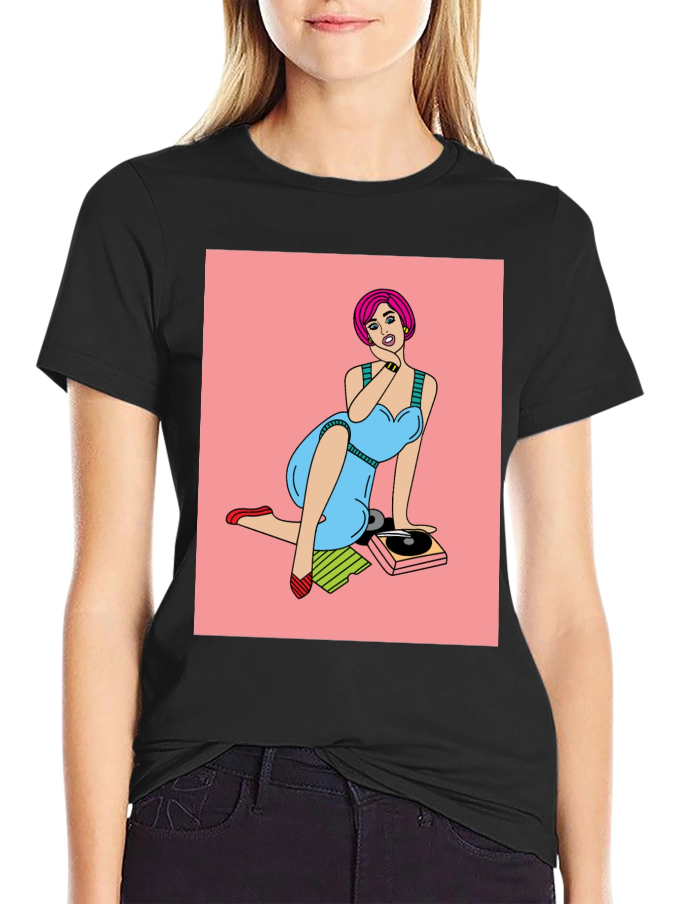 Retro Pop Art Graphic Tee - Vinyl Vibes