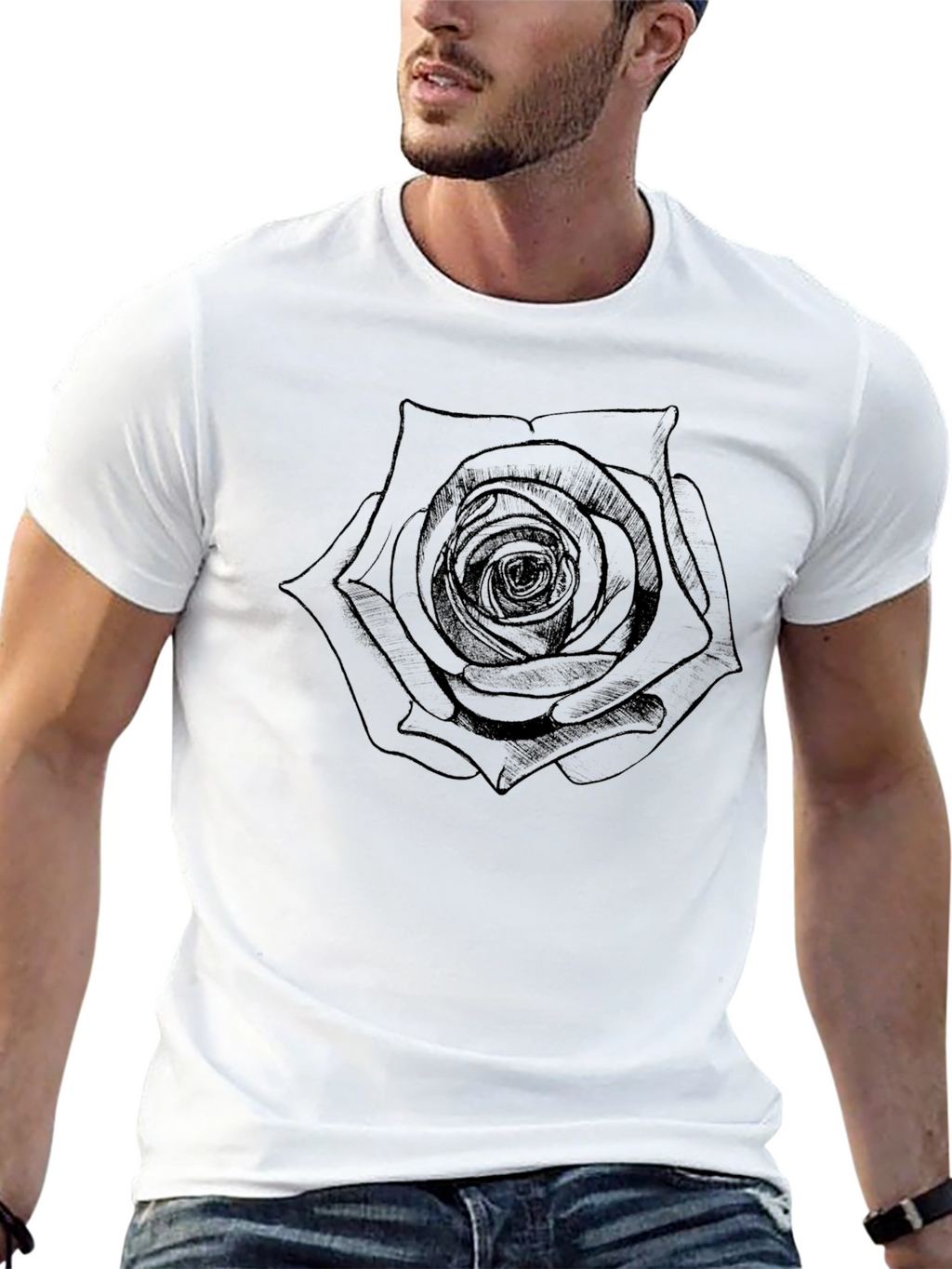 Black Rose Graphic Tee - Stylish Mens T-Shirt
