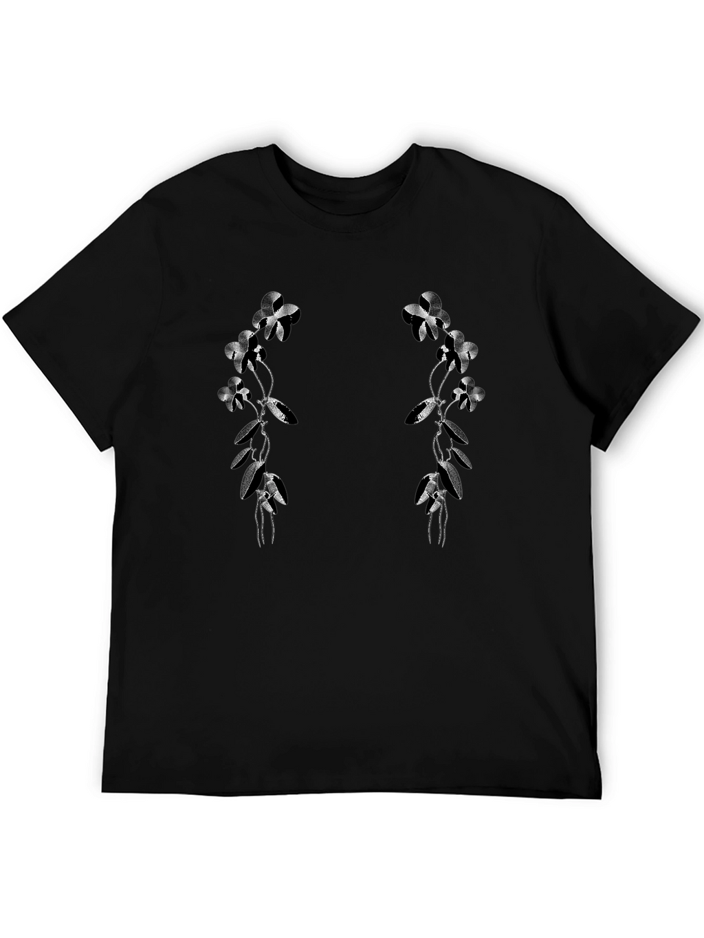Floral Vine Graphic Black T-Shirt