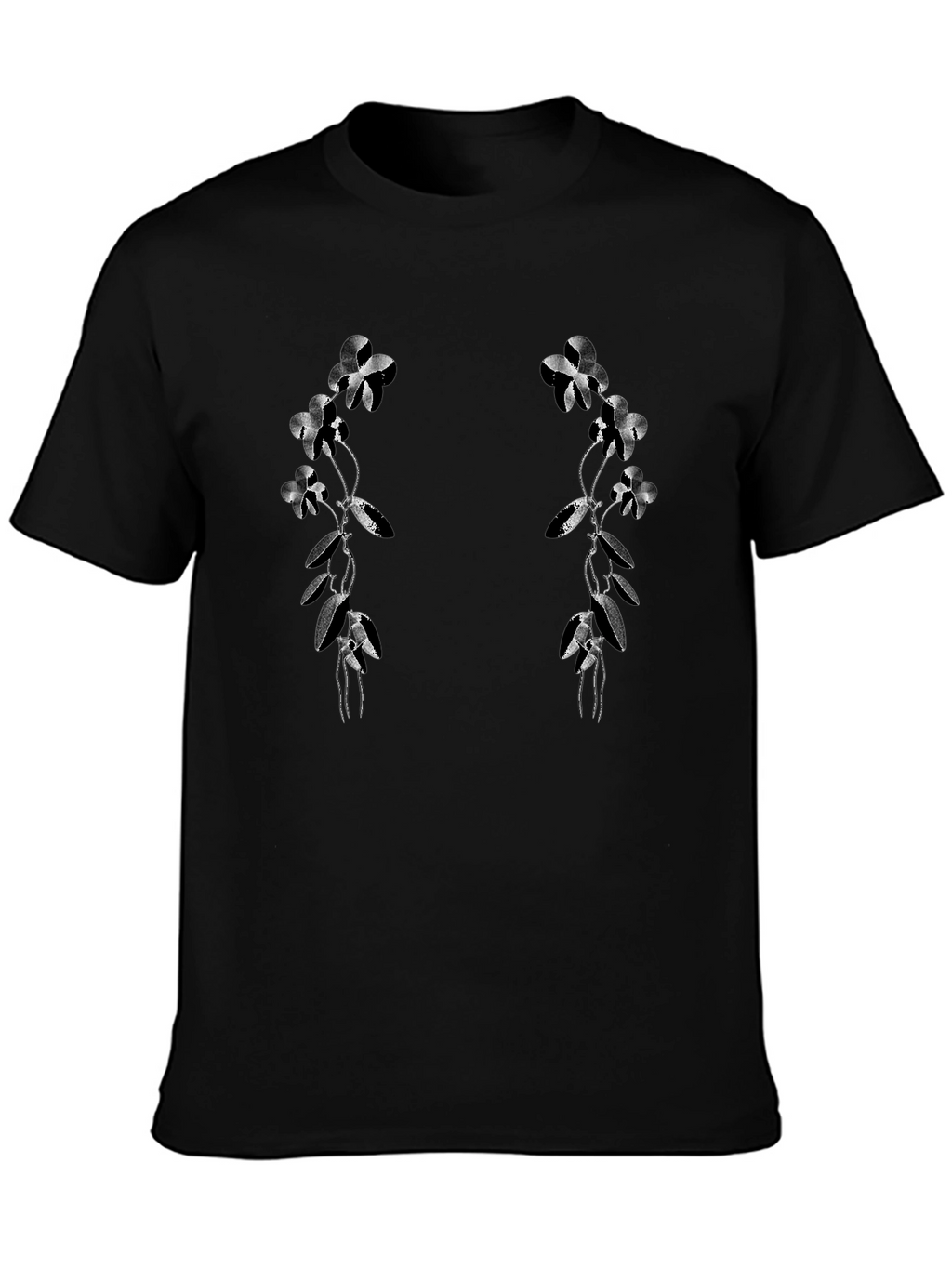 Floral Vine Graphic Black T-Shirt