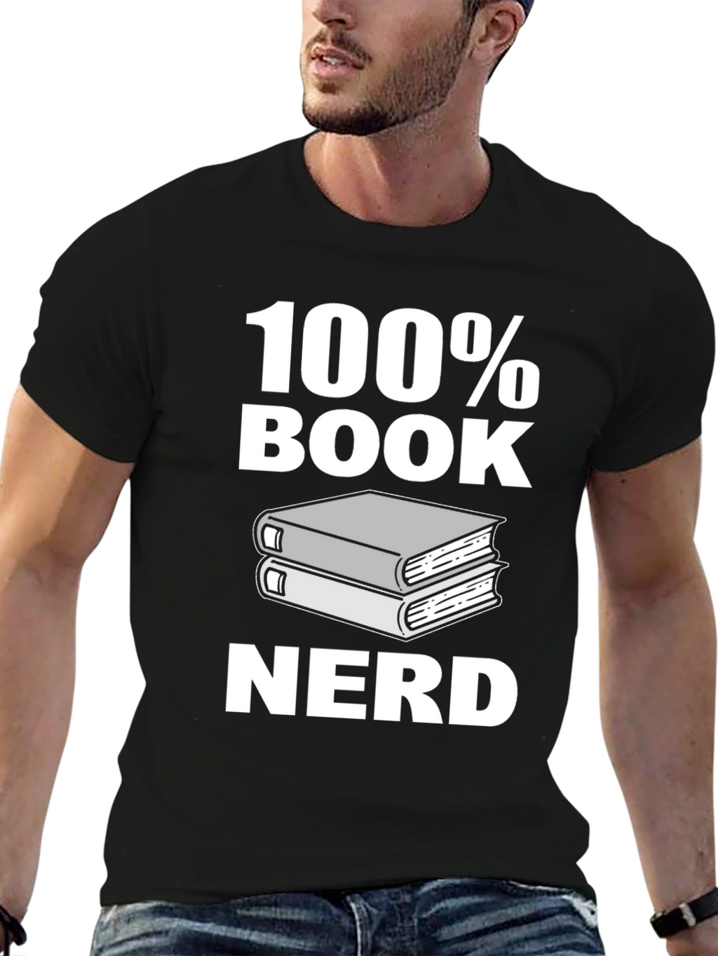 100% Book Nerd Graphic Tee - Black Unisex T-Shirt