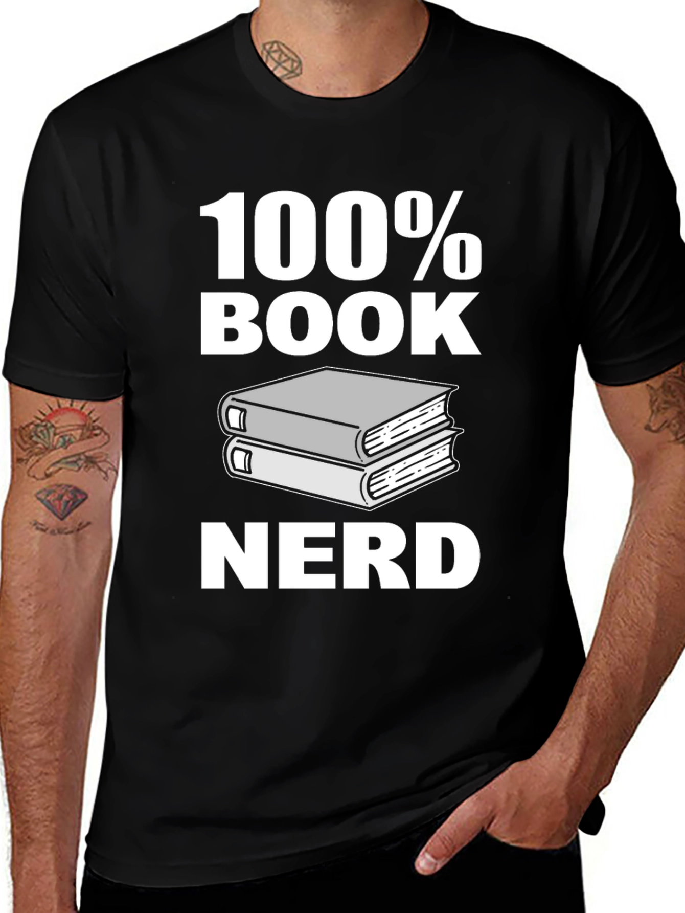 100% Book Nerd Graphic Tee - Black Unisex T-Shirt