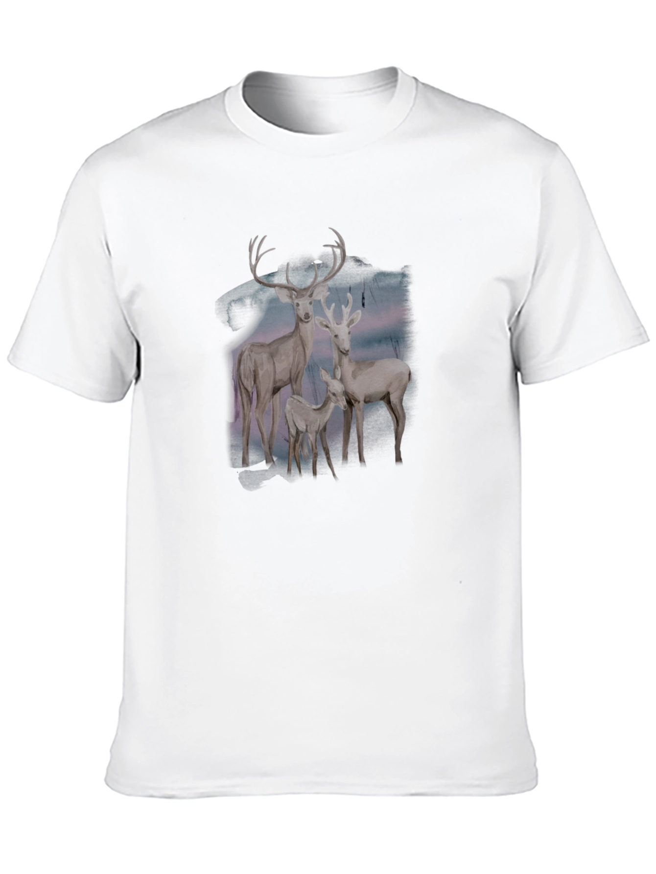 Deer Family Graphic Tee - Black Cotton Blend