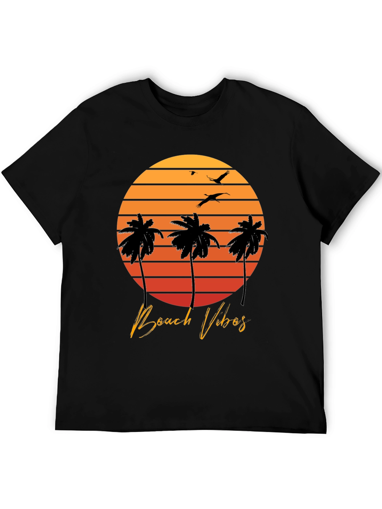 Beach Vibes T-Shirt - Sunset Palm Tree Design