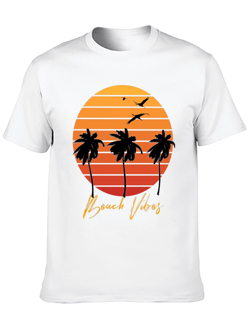 Beach Vibes T-Shirt - Sunset Palm Tree Design