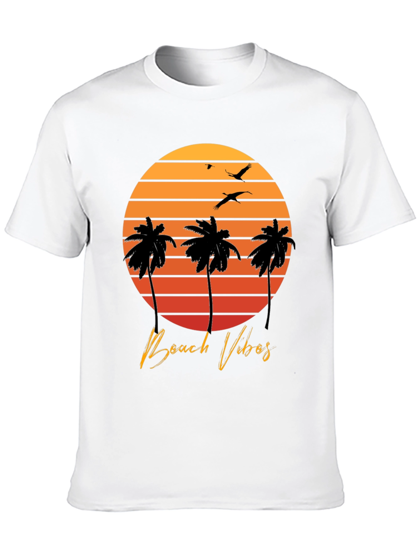Beach Vibes T-Shirt - Sunset Palm Tree Design