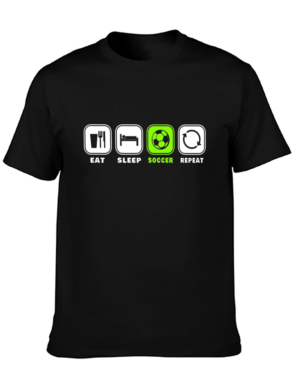 Eat Sleep Soccer Repeat T-Shirt - Black Graphic Tee