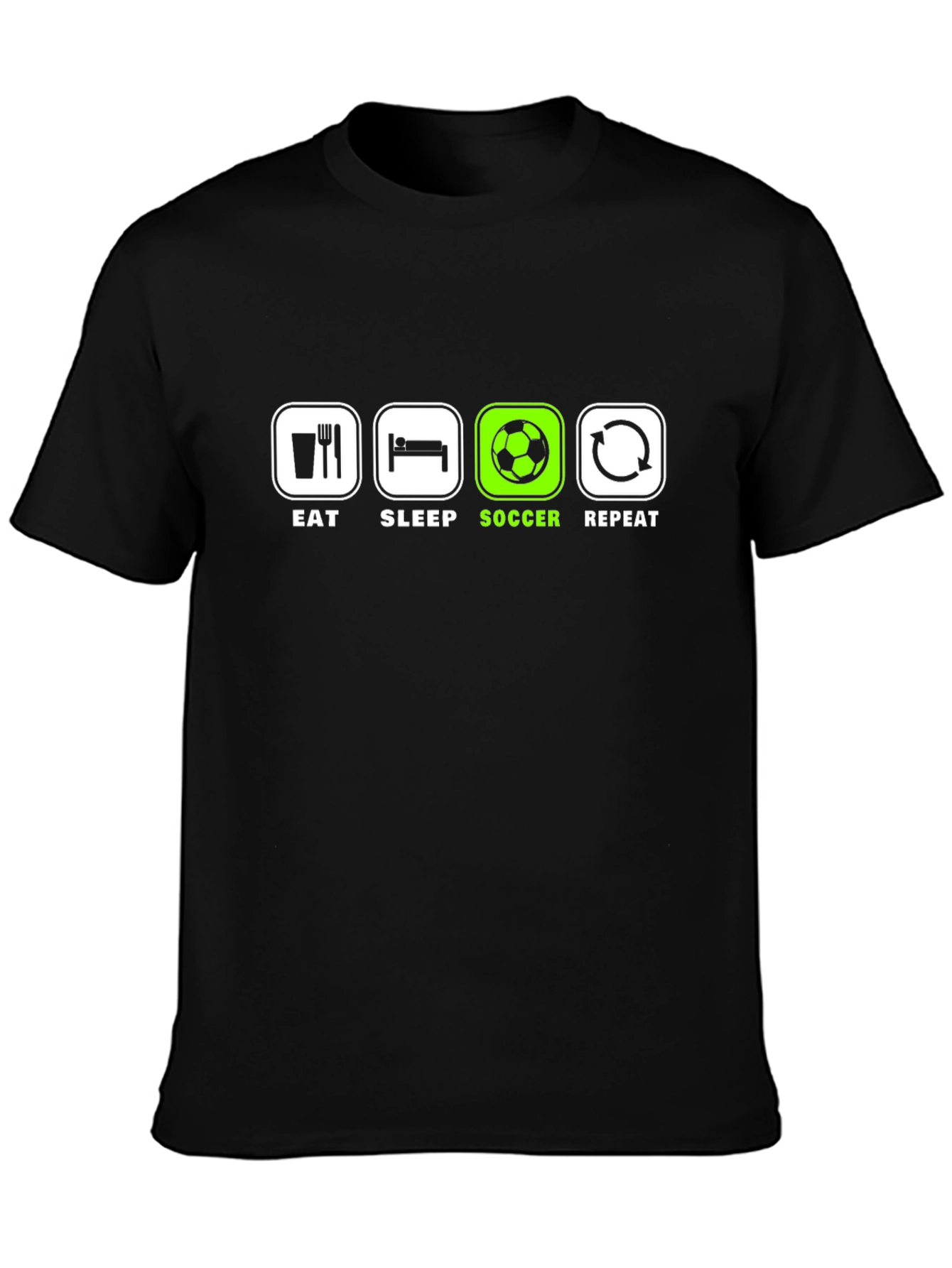 Eat Sleep Soccer Repeat T-Shirt - Black Graphic Tee