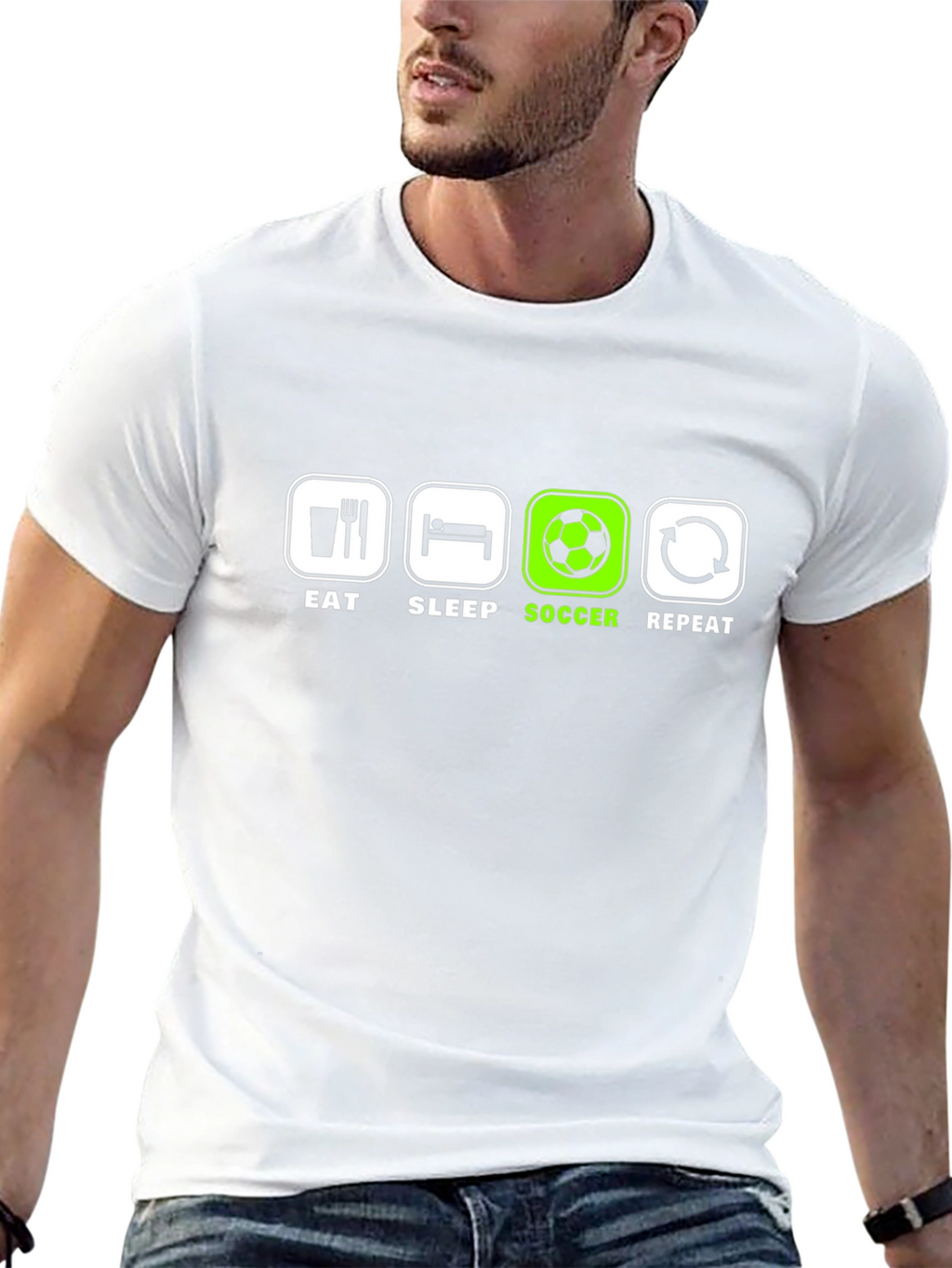 Eat Sleep Soccer Repeat T-Shirt - Black Graphic Tee