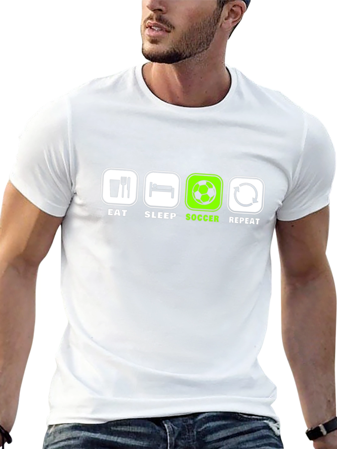 Eat Sleep Soccer Repeat T-Shirt - Black Graphic Tee