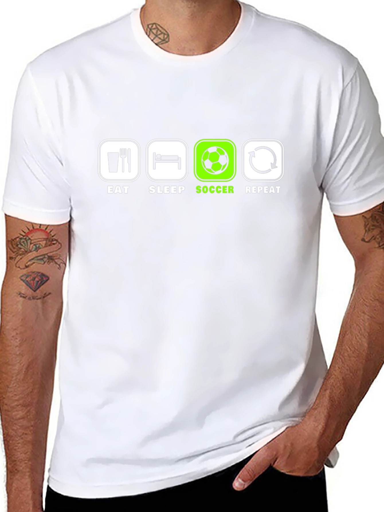 Eat Sleep Soccer Repeat T-Shirt - Black Graphic Tee
