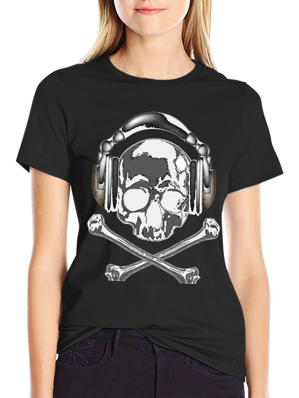 Skull with Headphones Graphic Tee - Rocker Style