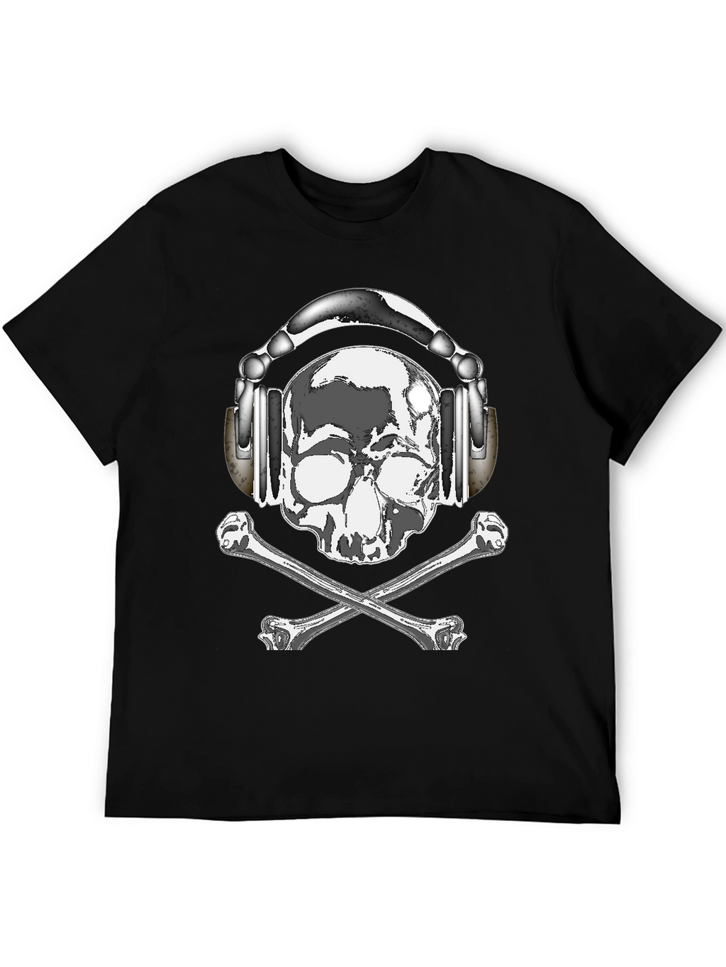 Skull with Headphones Graphic Tee - Rocker Style