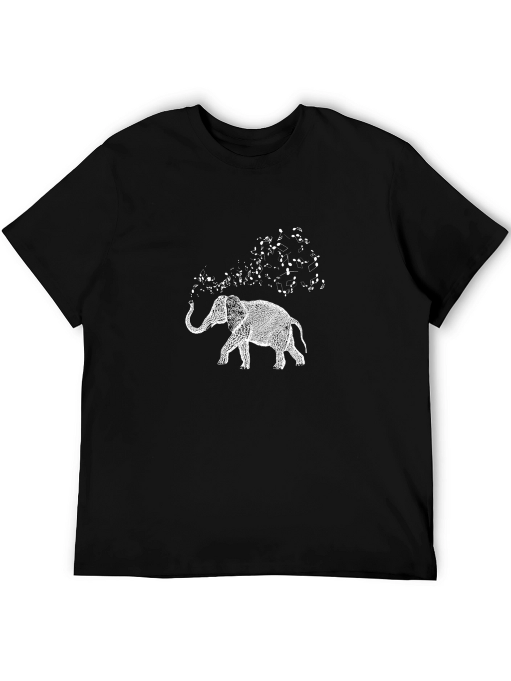 Elephant Music Notes Graphic Tee - Black