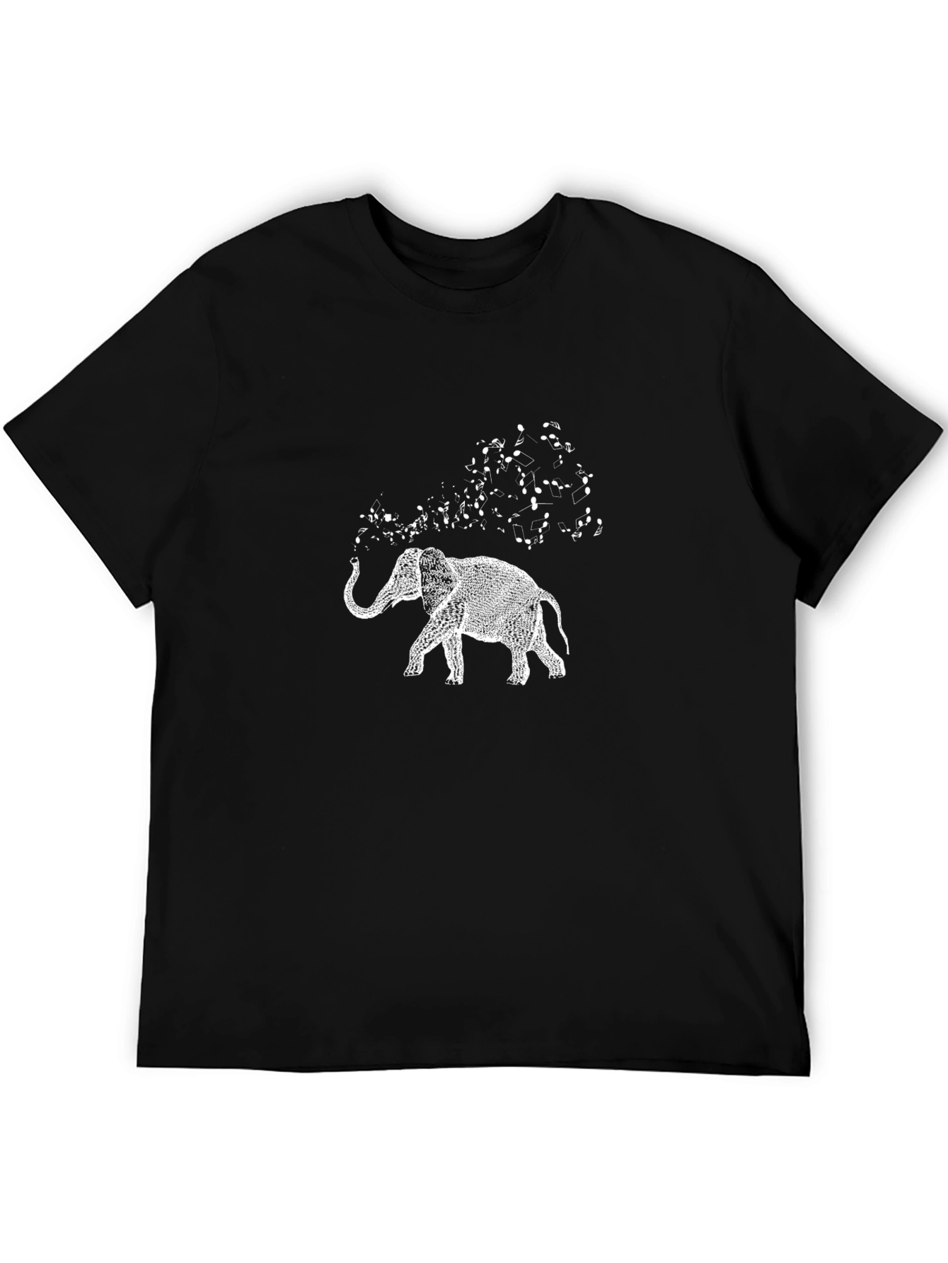 Elephant Music Notes Graphic Tee - Black