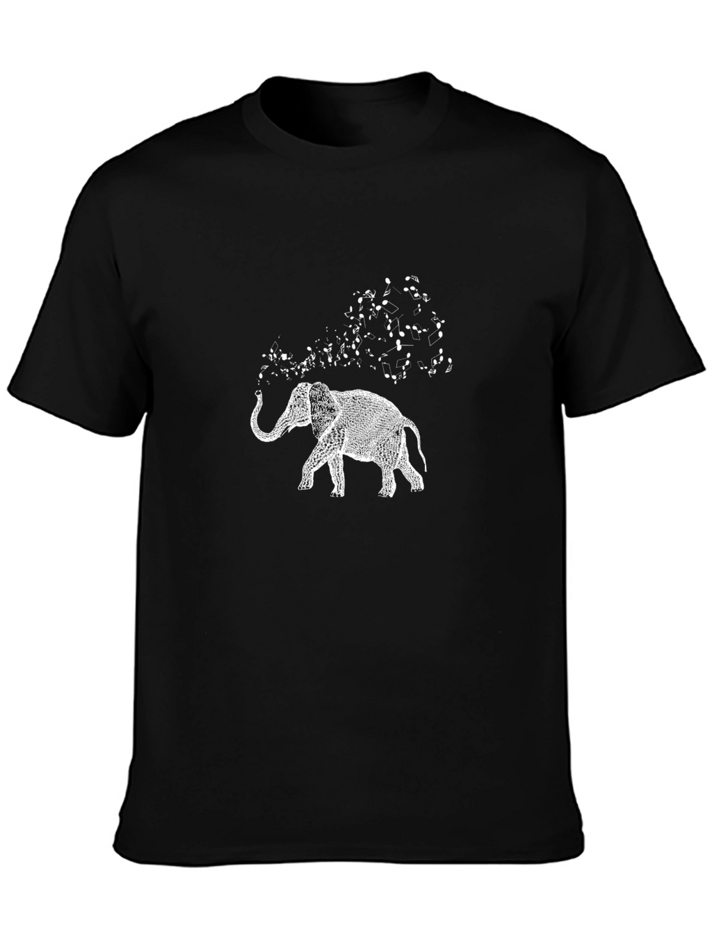 Elephant Music Notes Graphic Tee - Black